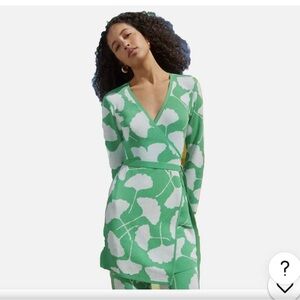 Diane Von Furstenberg for Target Green and White Wrap Dress
